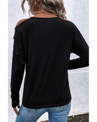 Thumbnail for Azura Exchange Cold Shoulder Cut Out Long Sleeve Top - L