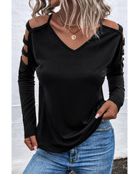 Thumbnail for Azura Exchange Cold Shoulder Cut Out Long Sleeve Top - L