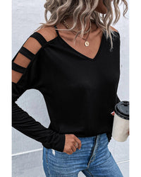 Thumbnail for Azura Exchange Cold Shoulder Cut Out Long Sleeve Top - L