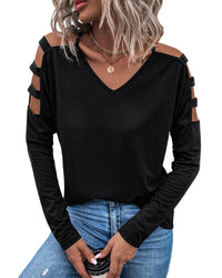 Thumbnail for Azura Exchange Cold Shoulder Cut Out Long Sleeve Top - L