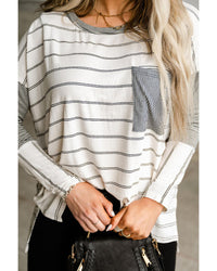 Thumbnail for Azura Exchange Patchwork High Low Side Slits Long Sleeve Top - L