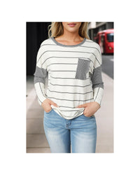 Thumbnail for Azura Exchange Patchwork High Low Side Slits Long Sleeve Top - M