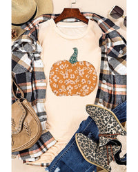 Thumbnail for Azura Exchange Floral Pumpkin Graphic Tee - XL