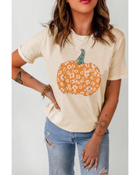 Thumbnail for Azura Exchange Floral Pumpkin Graphic Tee - XL