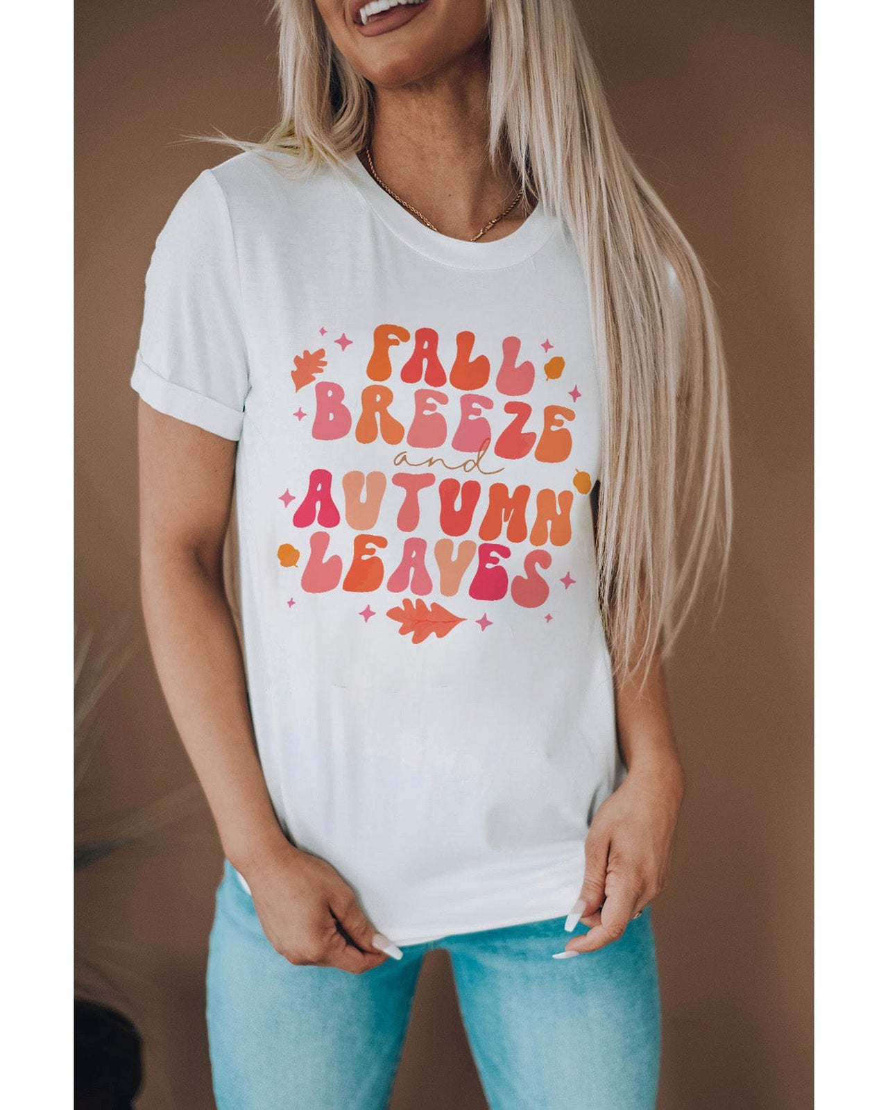 Azura Exchange Graphic Tee with Fall Breeze and Autumn Leaves Design - XL