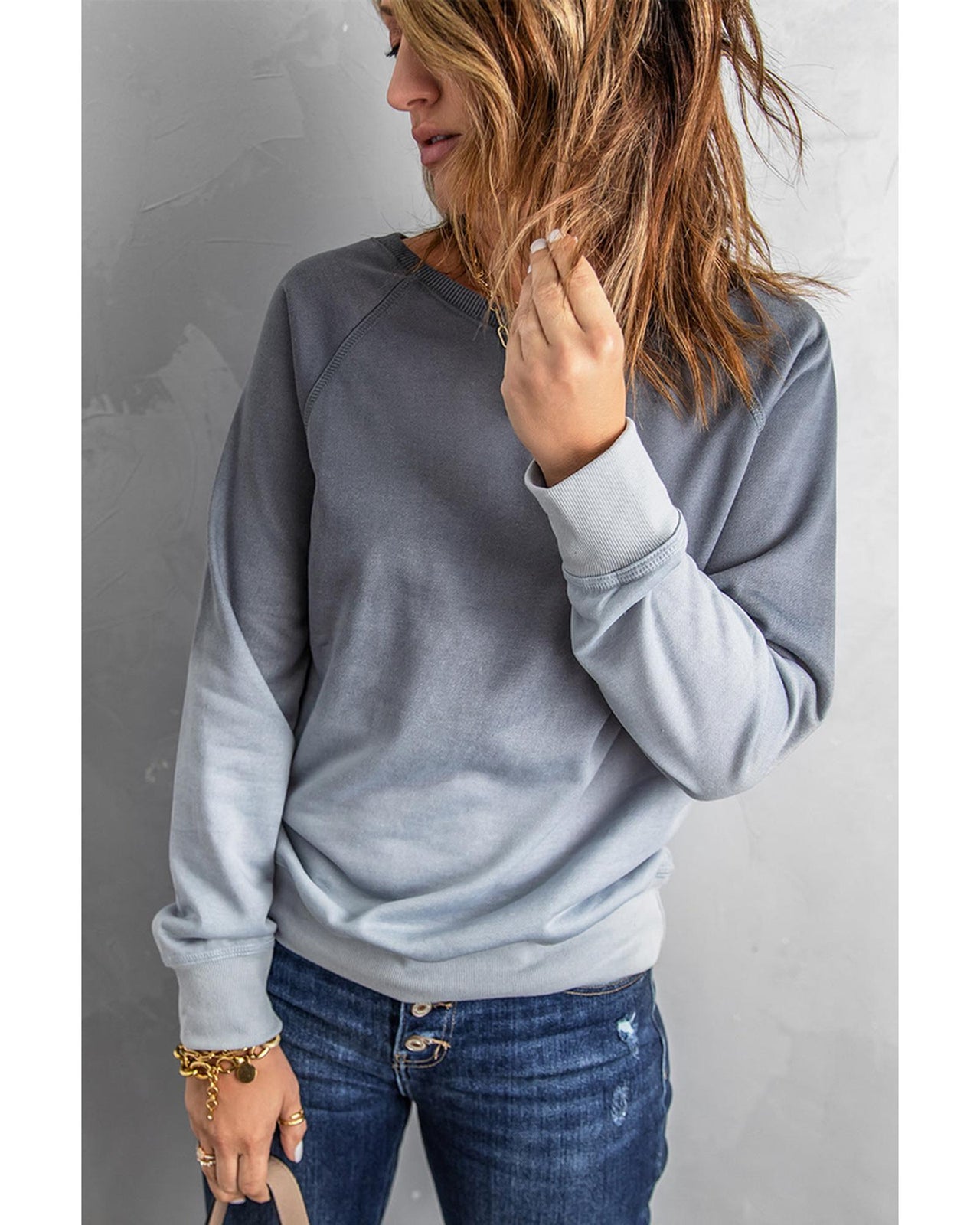 Azura Exchange Ombre Crewneck Long Sleeve Sweatshirt - S