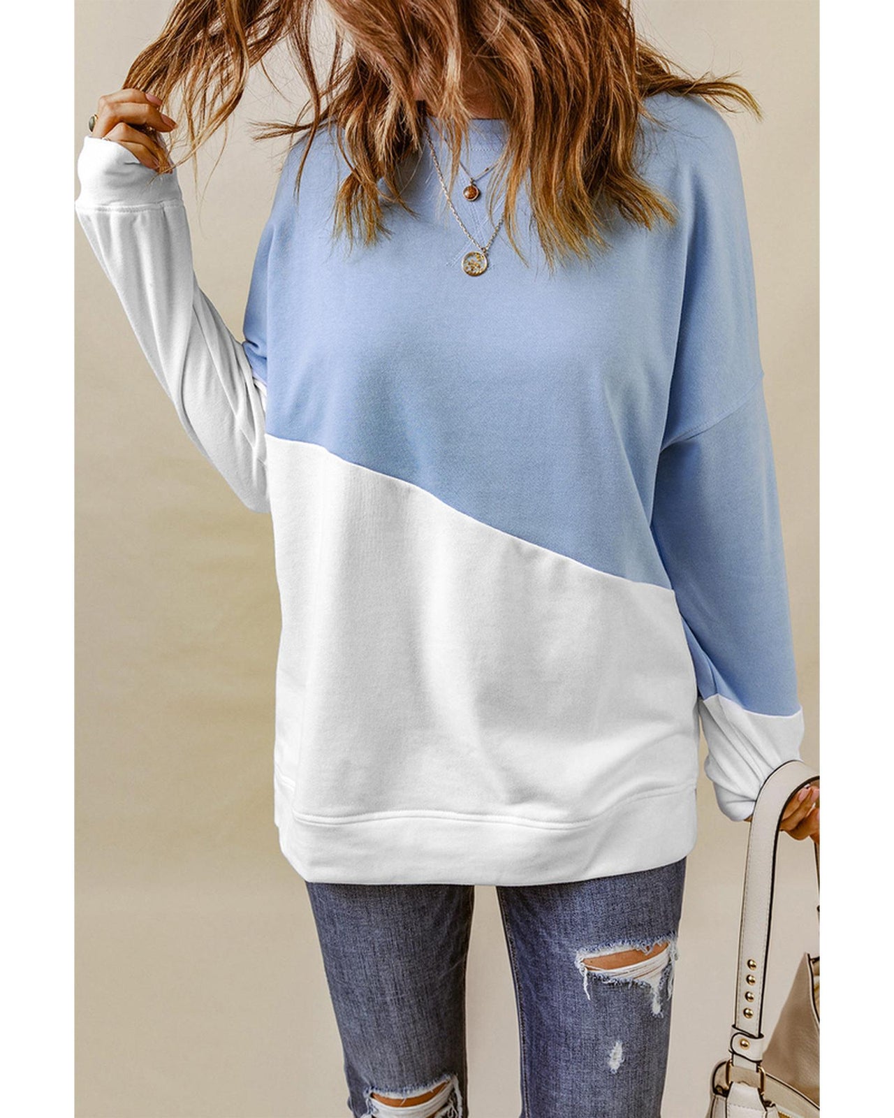 Azura Exchange Patchwork Dropped Shoulder Sweatshirt - L