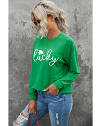 Thumbnail for Azura Exchange Lucky Clover Print Graphic Sweatshirt - L