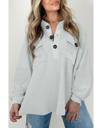 Thumbnail for Azura Exchange Oversized Button Collared Sweatshirt - L