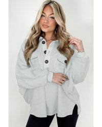 Thumbnail for Azura Exchange Oversized Button Collared Sweatshirt - L