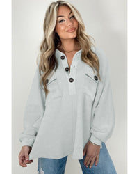 Thumbnail for Azura Exchange Oversized Button Collared Sweatshirt - L