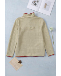 Thumbnail for Azura Exchange Contrast Binding Snap Button Geometric Pullover Sweatshirt - S