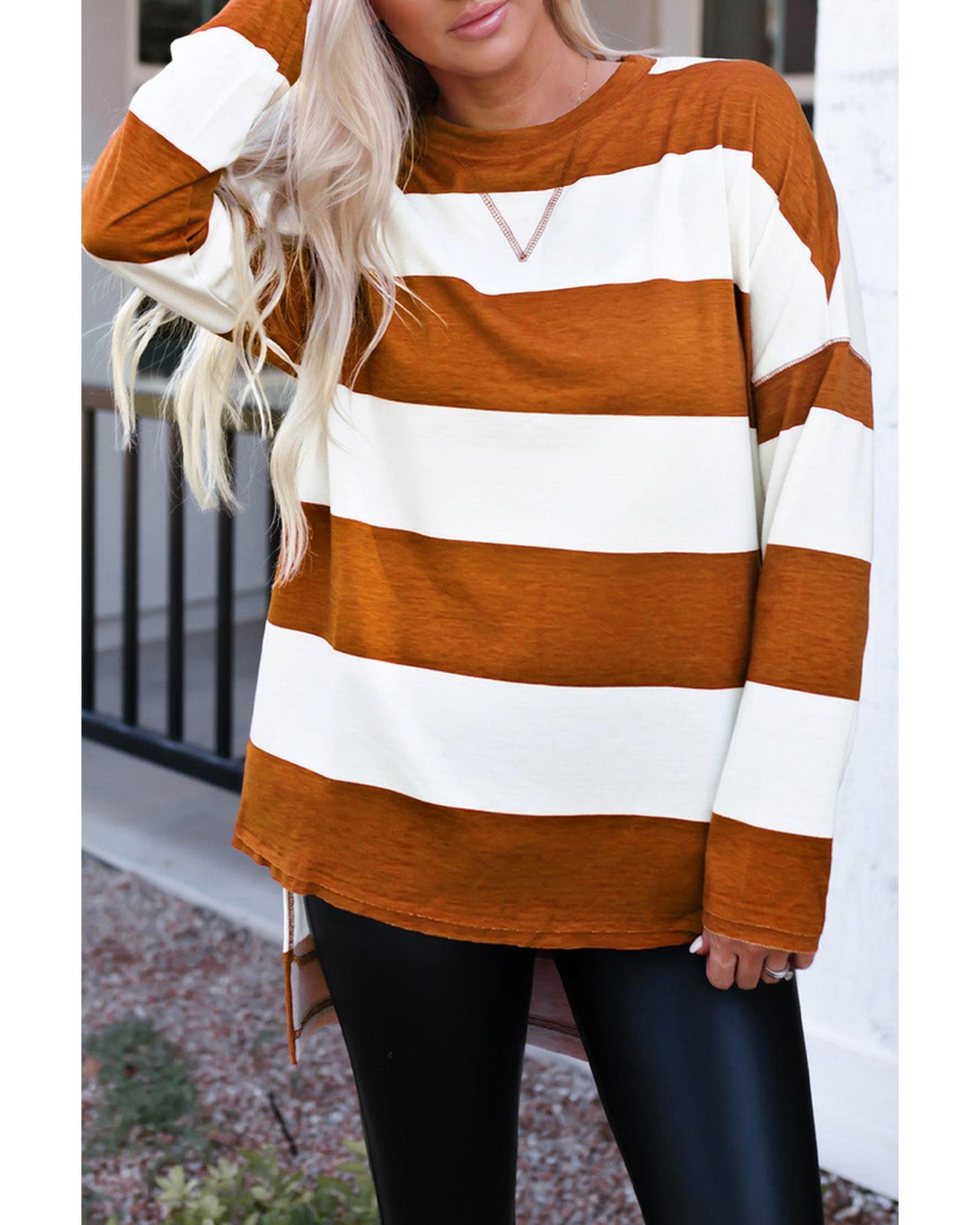 Azura Exchange Drop Shoulder Striped Sweatshirt - 2XL