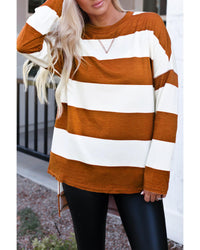 Thumbnail for Azura Exchange Drop Shoulder Striped Sweatshirt - 2XL