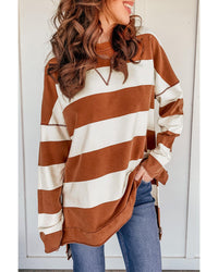 Thumbnail for Azura Exchange Drop Shoulder Striped Sweatshirt - 2XL