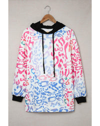 Thumbnail for Azura Exchange Leopard Drawstring Hoodie with Colorful Splicing - S