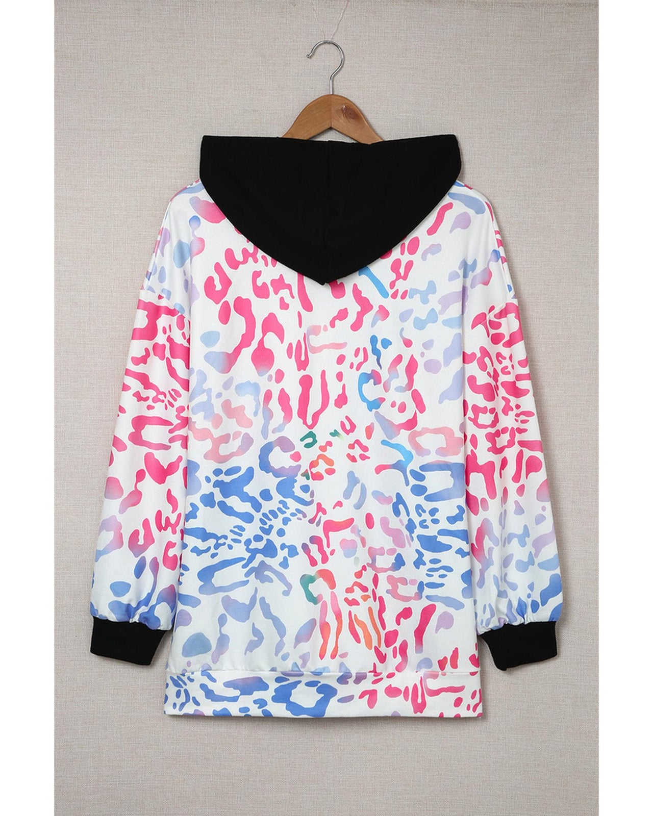 Azura Exchange Leopard Drawstring Hoodie with Colorful Splicing - S