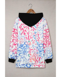 Thumbnail for Azura Exchange Leopard Drawstring Hoodie with Colorful Splicing - S