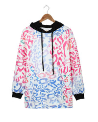 Thumbnail for Azura Exchange Leopard Drawstring Hoodie with Colorful Splicing - S