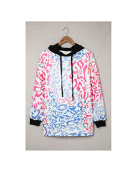 Thumbnail for Azura Exchange Leopard Drawstring Hoodie with Colorful Splicing - S