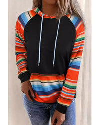 Thumbnail for Azura Exchange Striped Patchwork Kangaroo Pocket Hoodie - M