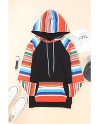 Thumbnail for Azura Exchange Striped Patchwork Kangaroo Pocket Hoodie - M