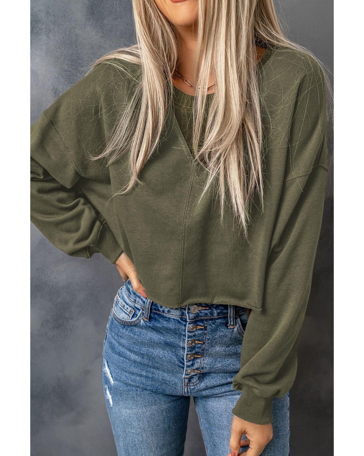 Azura Exchange Cropped Drop Shoulder Sweatshirt - M