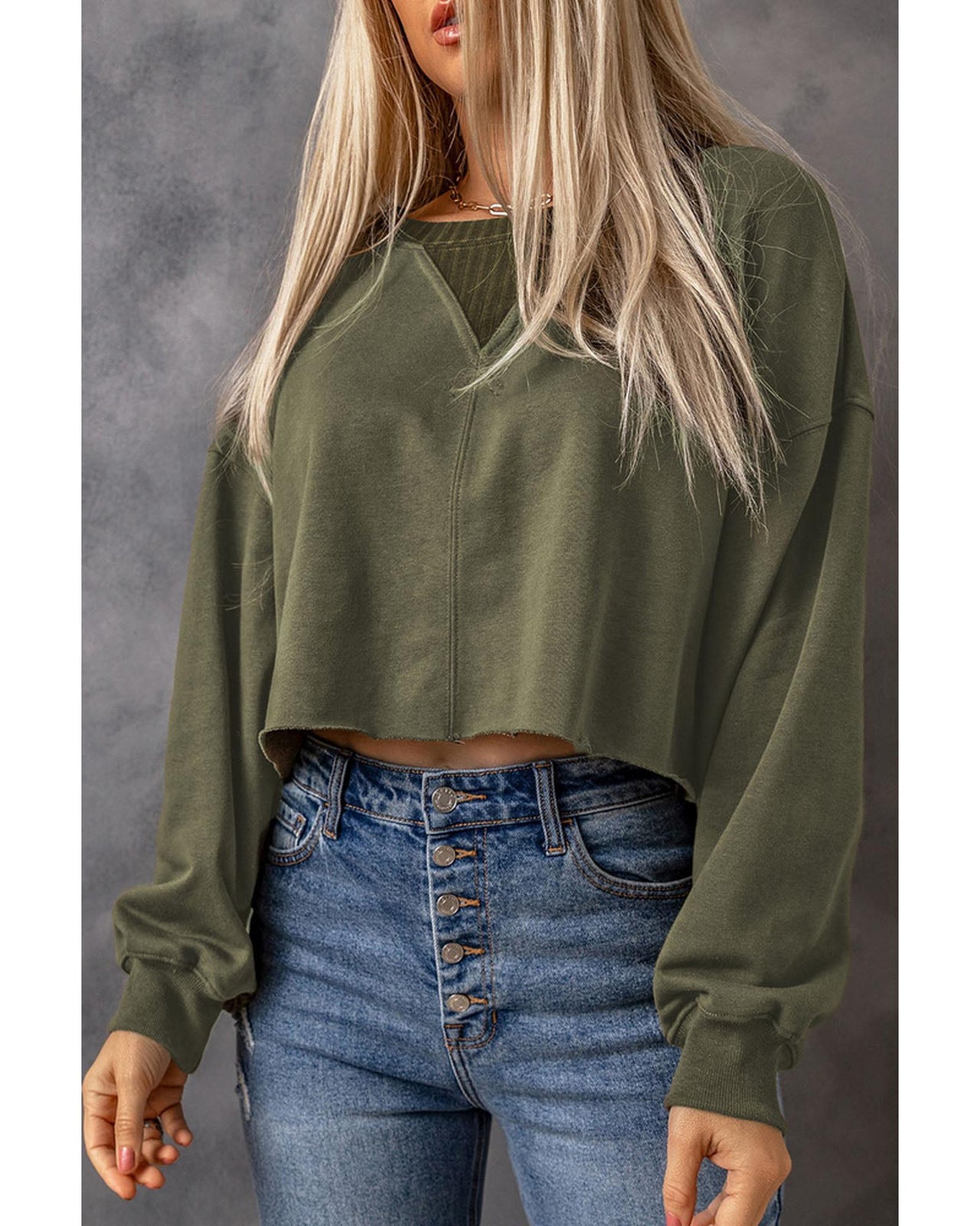 Azura Exchange Cropped Drop Shoulder Sweatshirt - M