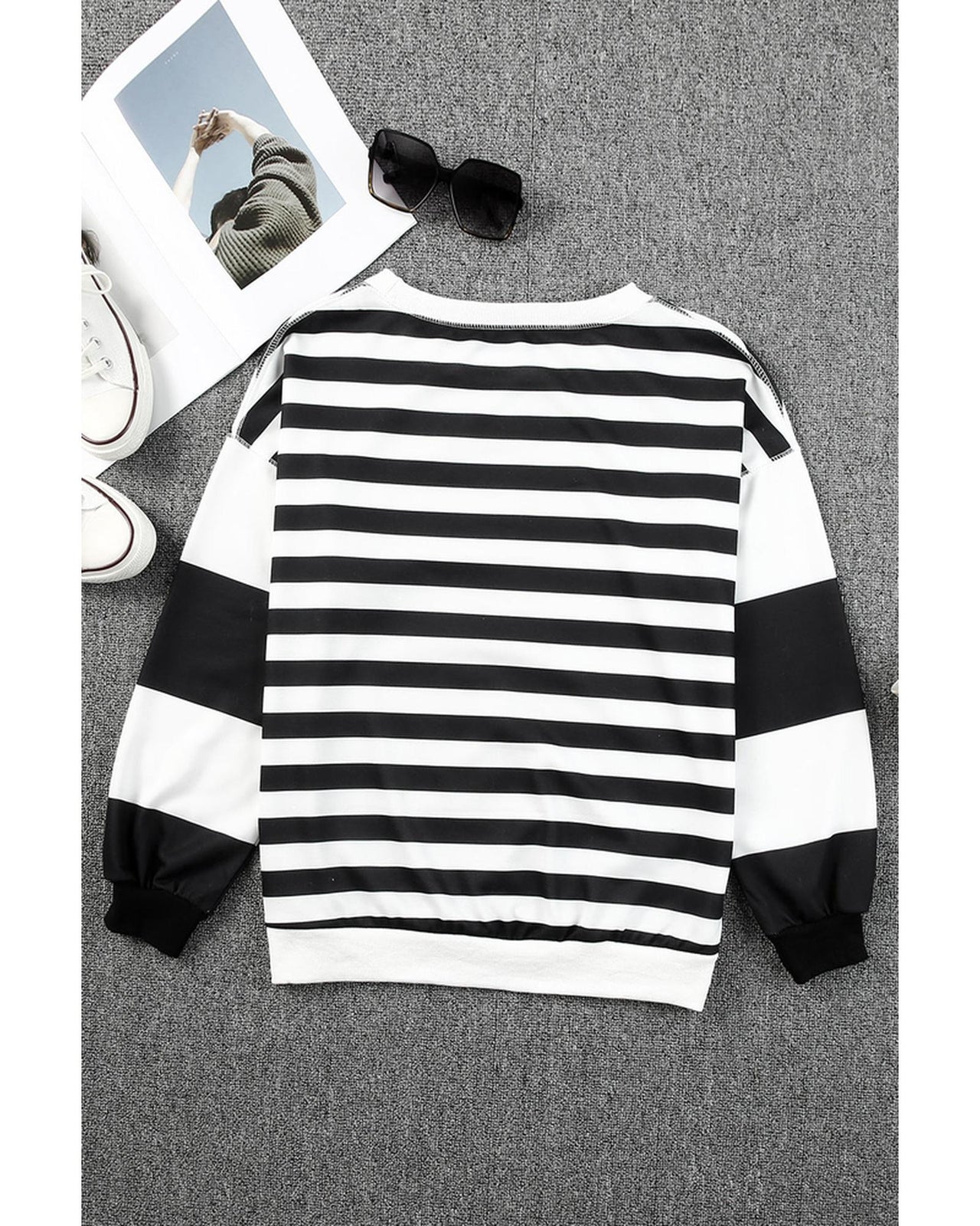 Azura Exchange Drop Shoulder Striped Pullover Sweatshirt - 2XL