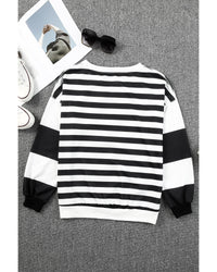 Thumbnail for Azura Exchange Drop Shoulder Striped Pullover Sweatshirt - 2XL