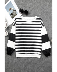 Thumbnail for Azura Exchange Drop Shoulder Striped Pullover Sweatshirt - S