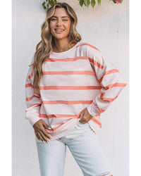 Thumbnail for Azura Exchange Drop Shoulder Pullover Sweatshirt with Striped Pattern - M