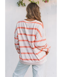 Thumbnail for Azura Exchange Drop Shoulder Pullover Sweatshirt with Striped Pattern - M