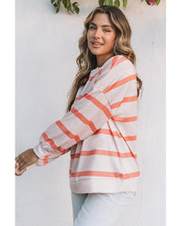 Thumbnail for Azura Exchange Drop Shoulder Pullover Sweatshirt with Striped Pattern - M