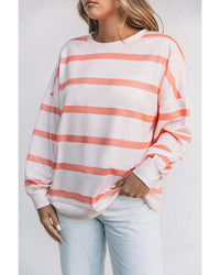 Thumbnail for Azura Exchange Drop Shoulder Pullover Sweatshirt with Striped Pattern - M