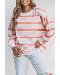 Thumbnail for Azura Exchange Drop Shoulder Pullover Sweatshirt with Striped Pattern - M