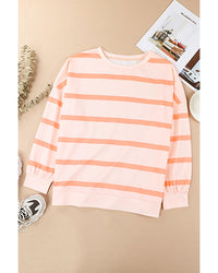 Thumbnail for Azura Exchange Drop Shoulder Pullover Sweatshirt with Striped Pattern - M