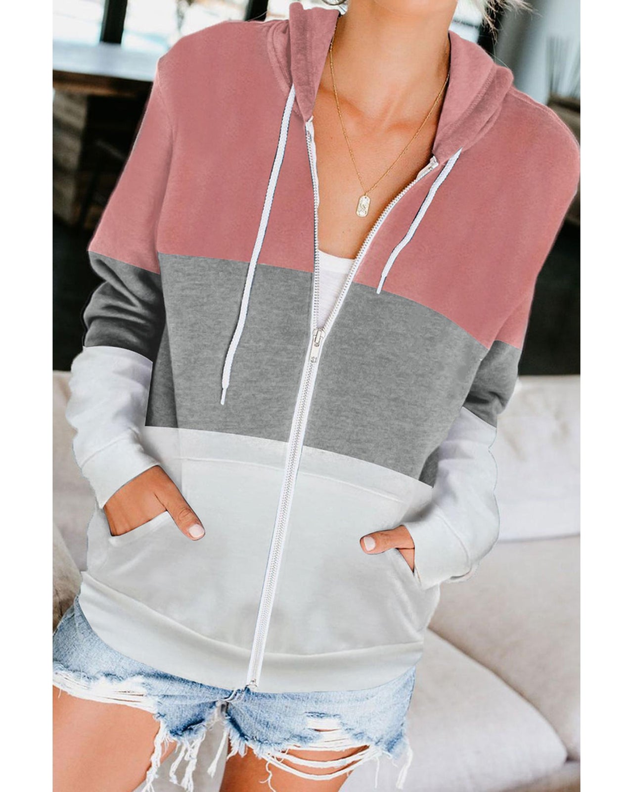 Azura Exchange Color Block Drawstring Hoodie - 2XL