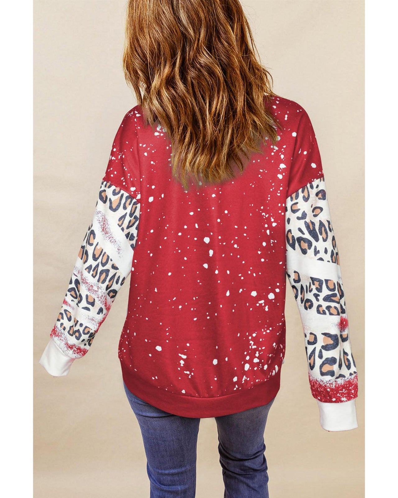 Azura Exchange Leopard Print Sweatshirt with Tie Dye Design - L