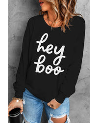 Thumbnail for Azura Exchange Hey Boo Long Sleeve Pullover Sweatshirt - M