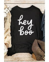 Thumbnail for Azura Exchange Hey Boo Long Sleeve Pullover Sweatshirt - M