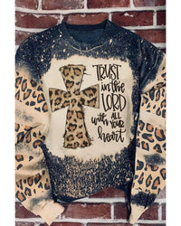 Thumbnail for Azura Exchange Leopard Insert Bleached Sweatshirt - 2XL