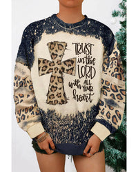 Thumbnail for Azura Exchange Leopard Insert Bleached Sweatshirt - L