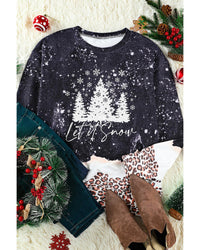 Thumbnail for Azura Exchange Christmas Graphic Leopard Bleached Sweatshirt - L