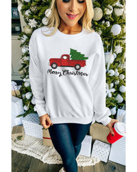 Thumbnail for Azura Exchange Embroidered Pullover Sweatshirt with Merry Christmas Truck Pattern - L