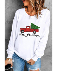 Thumbnail for Azura Exchange Embroidered Pullover Sweatshirt with Merry Christmas Truck Pattern - L