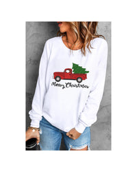 Thumbnail for Azura Exchange Embroidered Pullover Sweatshirt with Merry Christmas Truck Pattern - L