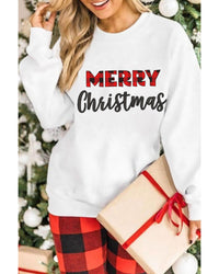 Thumbnail for Azura Exchange MERRY Christmas Plaid Print Pullover Sweatshirt - L