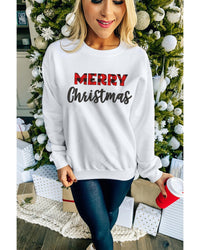 Thumbnail for Azura Exchange MERRY Christmas Plaid Print Pullover Sweatshirt - L