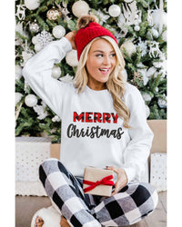 Thumbnail for Azura Exchange MERRY Christmas Plaid Print Pullover Sweatshirt - L